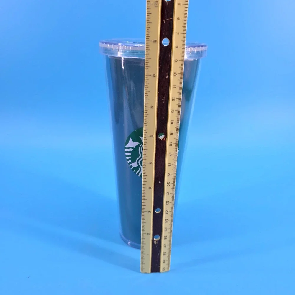 Starbucks Teal Blue‎ Green Iridescent Cold Cup Tumbler 24oz Venti with Straw NEW